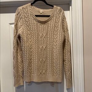 Pink Rose Cable Knit Sweater in Beige
